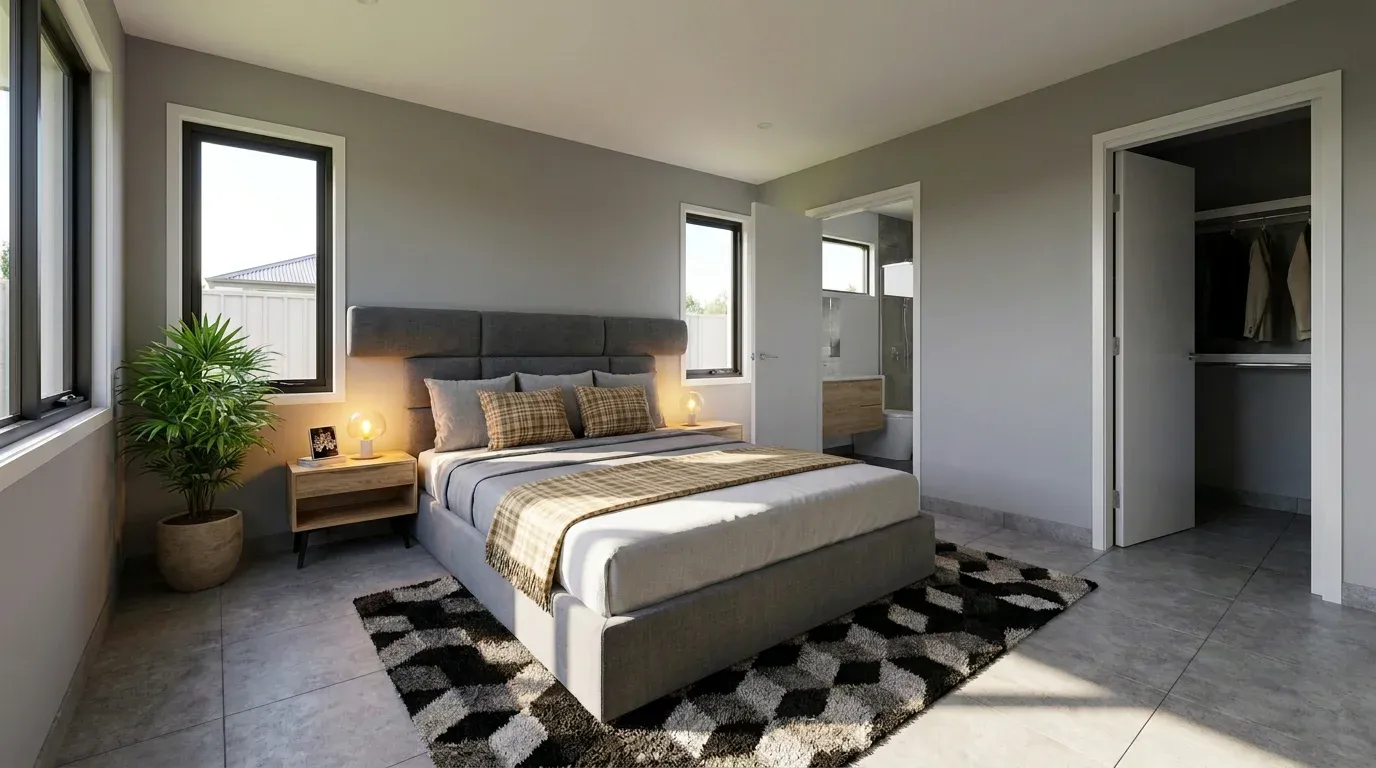 Bedroom in a Masías at the Hills model home